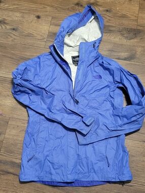 The North Face DryVent Jacket Womens Size S/P Blue Hooded Rain Shell Full Zip